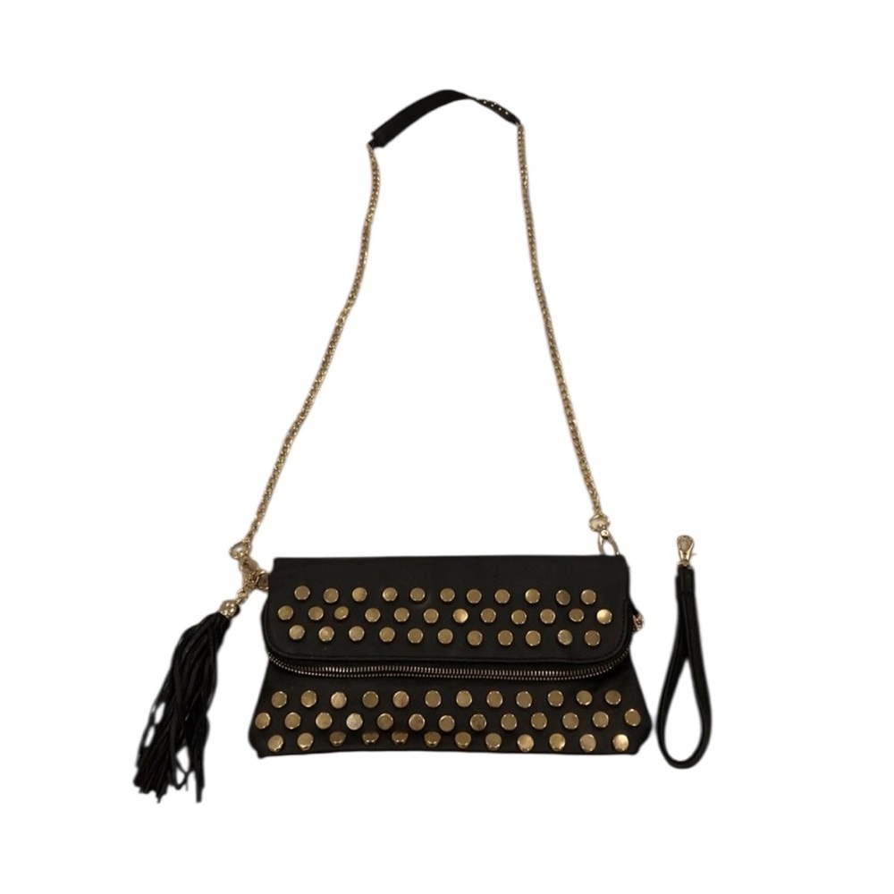 Black vegan leather clutch and crossbody bag - Picture 2 of 5